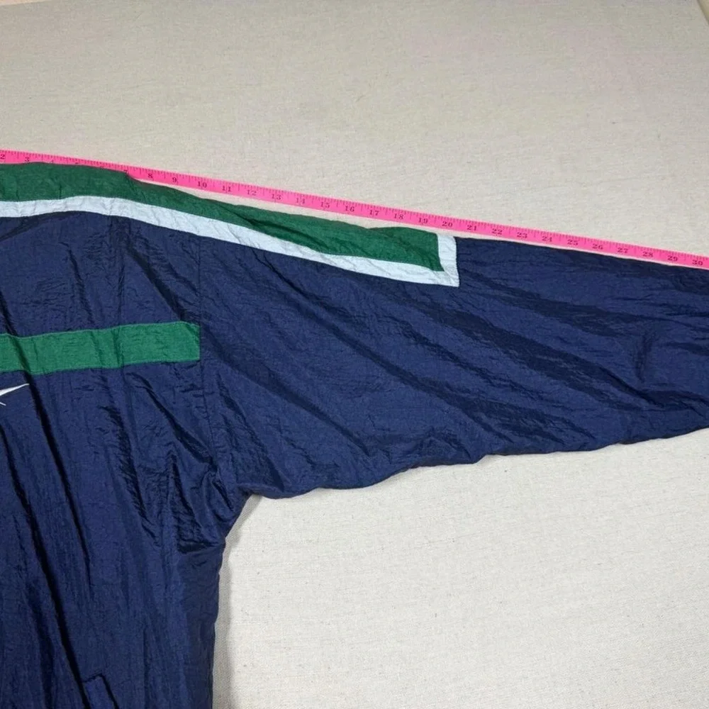 Reebok Windbreaker Jacket Mens XL Navy Green‎ 90s Y2K Track Zip